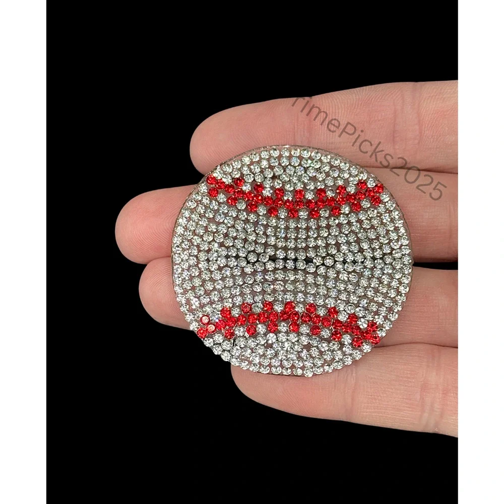 ⚾ Baseball Rhinestone Iron-On Patch 2 inch – Crystal DIY Bling Applique Baseball